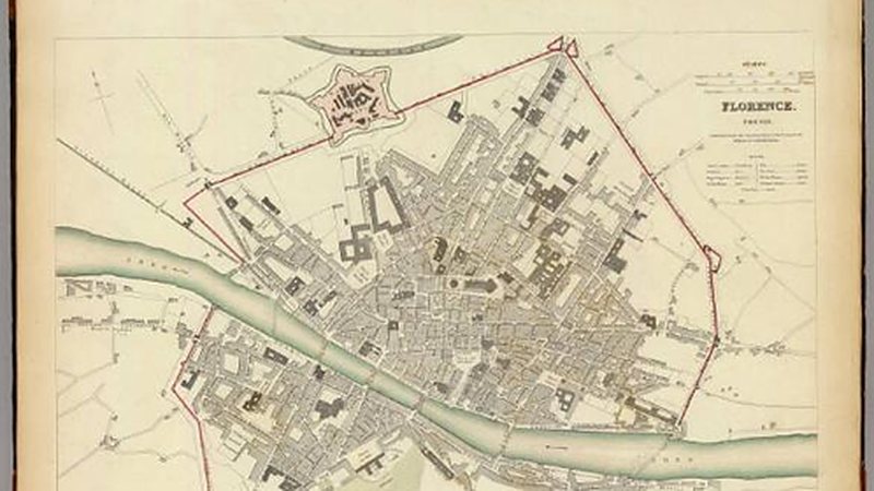 1835 historical map of Florence, Italy, from the StoryMap