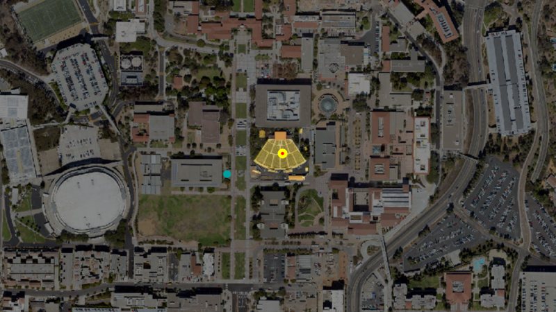 Satellite campus map of San Diego State University with the Open Air Theatre highlighted