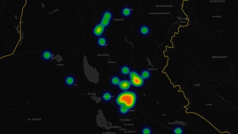 Heatmap of significant activities across central Iraq